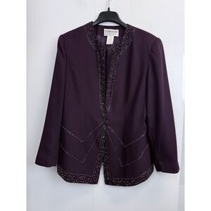St. Anthony Evening Beaded Blazer Women's 14 Embellished Lined Party‎ Purple
